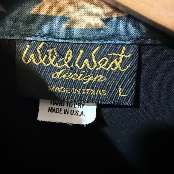 VINTAGE 90S WILD WEST DESIGN AZTEC SOUTHWEST WESTERN SHIRT L USA - Picture 9 of 11